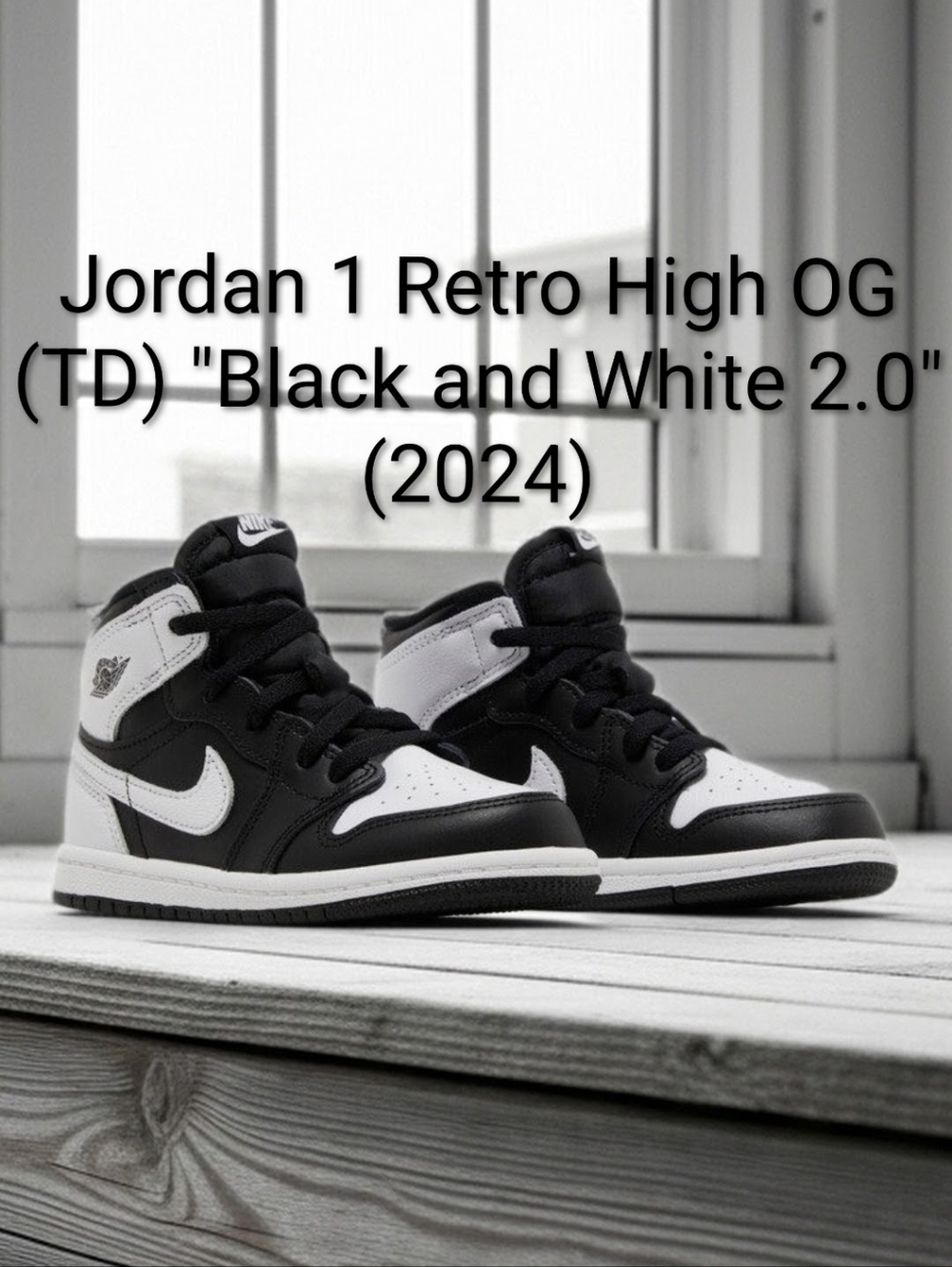 Jordan 1 Retro High OG (TD) "Black and White 2.0" Kids 3c NEW W/OG BOX